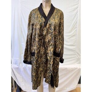 Vintage St Michael Paisley Smoking Cigar Dressing Gown Robe Men’s 42 Tricel Gold